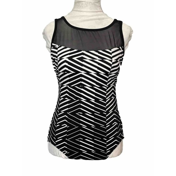 Chico's NWT 1‎ Piece Swimsuit Optic Mesh High Neck  Black Zebra Sz 10 570224634 - Picture 1 of 12